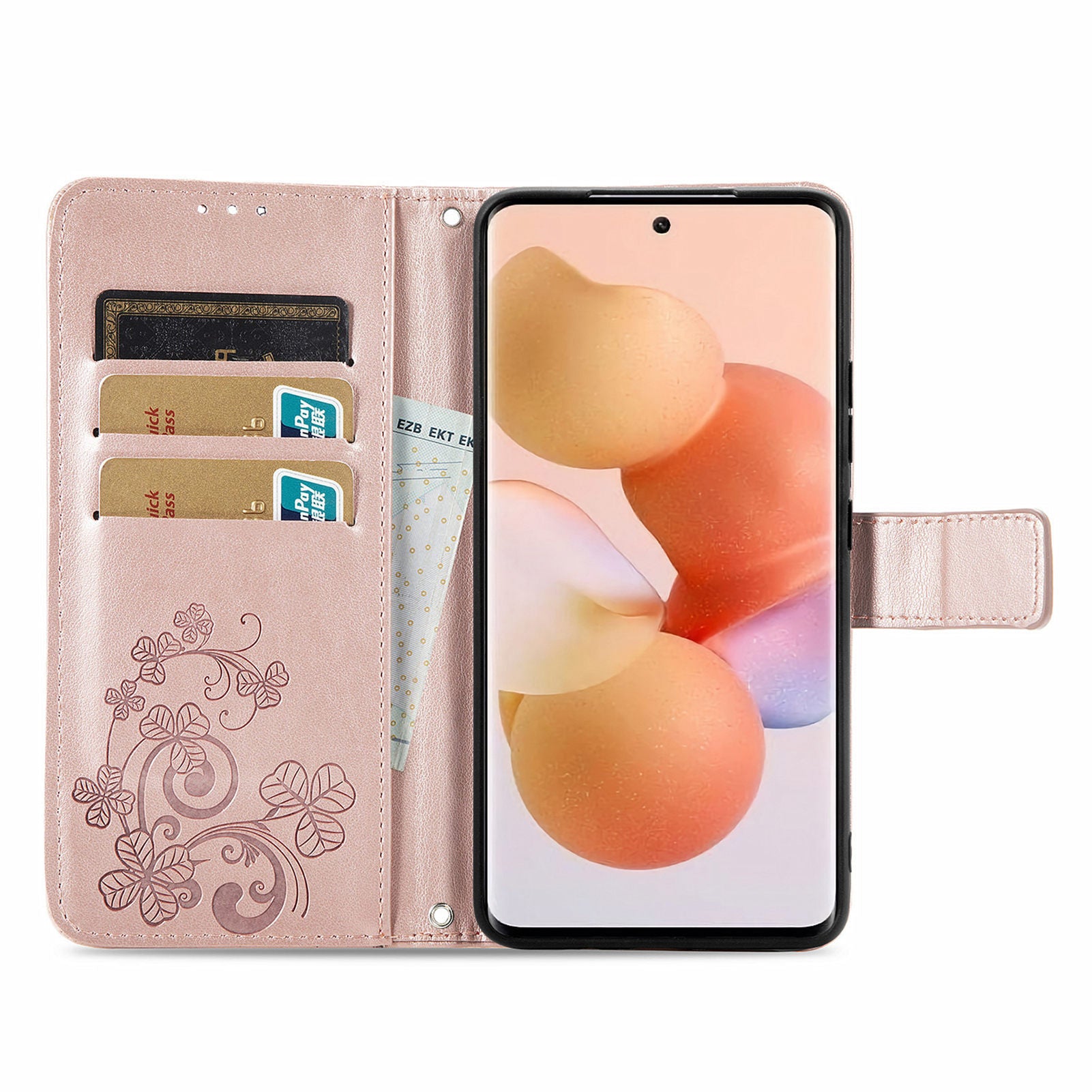 For Xiaomi 12 Lite 5G Shockproof Four-leaf Clover Imprinted Phone Case Stand PU Leather Flip Phone Wallet Cover with Wrist Strap For Xiaomi 12 Lite 5G Shockproof Four-leaf Clover Imprinted Phone Case Stand PU Leather Flip Phone Wallet Cover with Wrist Strap